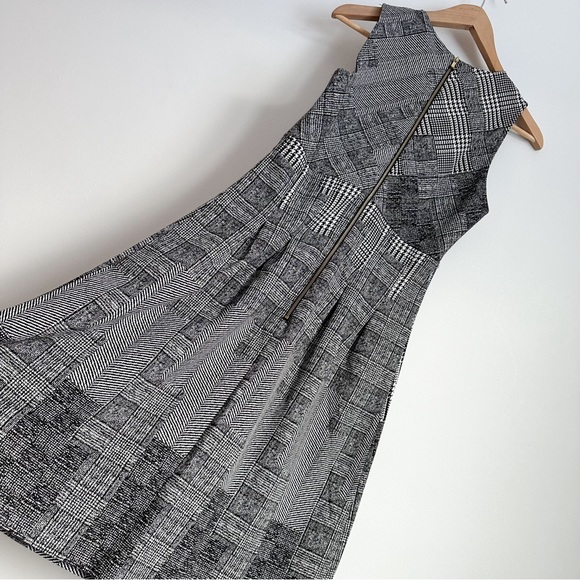 H&M grey plaid tartan mix skater dress - Picture 4 of 8